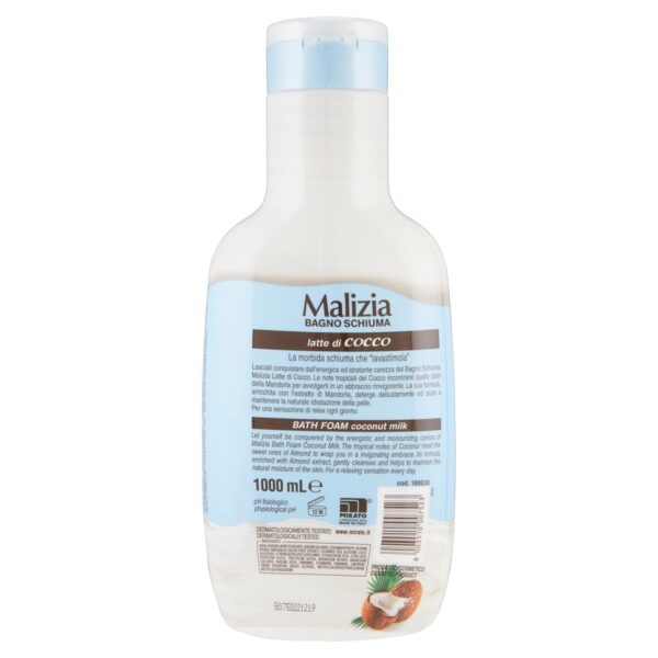 Malizia αφρόλουτρο gel καρύδα 1000 ml με αναστροφή καπάκι