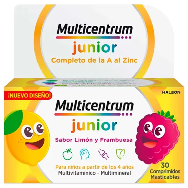 Multicentrum Junior frambuesa y limón 30 comprimidos masticables