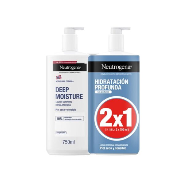 Neutrogena Tiefenfeuchtigkeit Körperlotion trockene und empfindliche Haut 2 x 750 ml ohne Duft