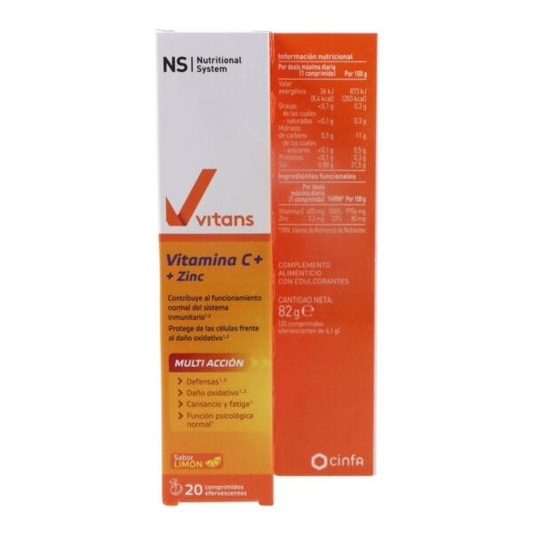 NS Vitans Vitamina C+ Zinc 20 comprimidos efervescentes sabor limón