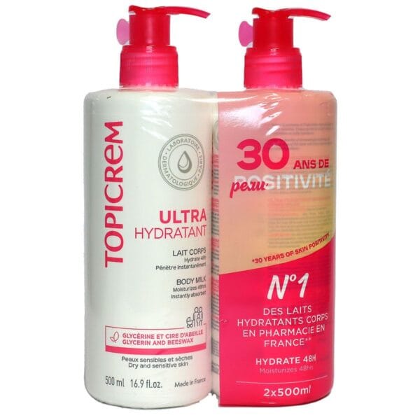 Pack Topicrem dúo leche corporal ultra hidratante 2 x 500 ml 2ª unidad -50%