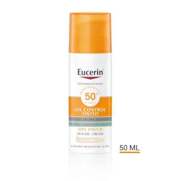 Eucerin Protector Sonnencreme Gesichts-Gel-Creme hellfarbig SPF50+ Öl-Kontrolle Trocken-Touch 50 ml
