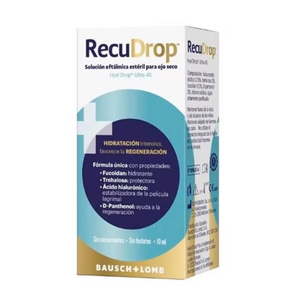 RecuDrop ophthalmische L\u00f6sung f\u00fcr trockenes Auge, k\u00fcnstliche Tr\u00e4ne Fl\u00e4schchen Tropfer 10 ml