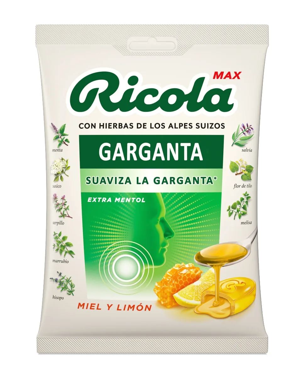 Ricola Max Garganta honning og citron pose 70 g
