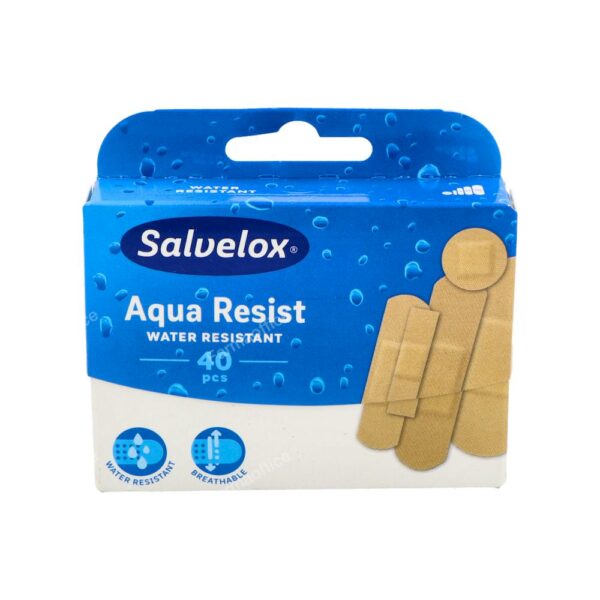 Salvelox Aqua Resist tiritas surtidas resistentes al agua, caja con 40 apósitos