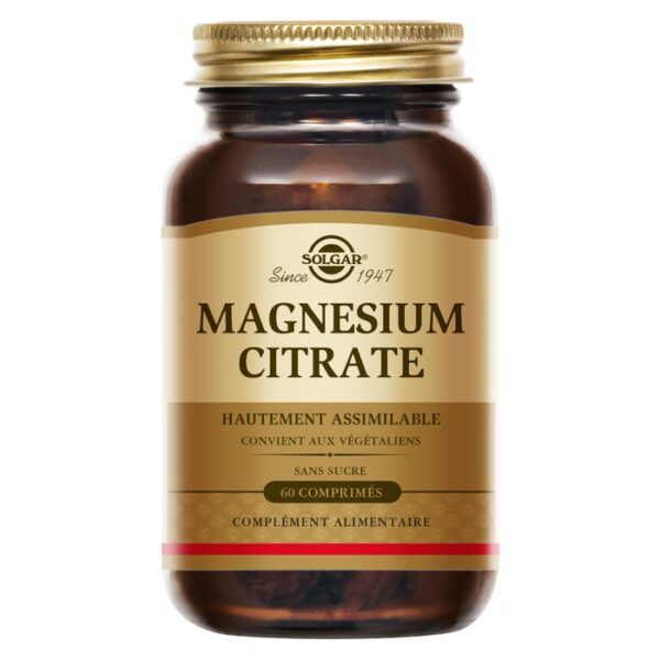 Solgar Citrate de Magnésium 60 comprimés, complément alimentaire
