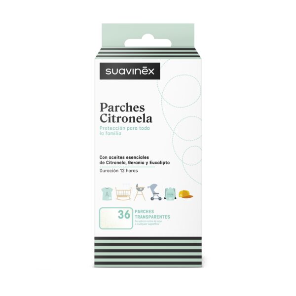 Suavinex parches adhesivos de citronela transparentes, repelentes de mosquitos, 36 unidades