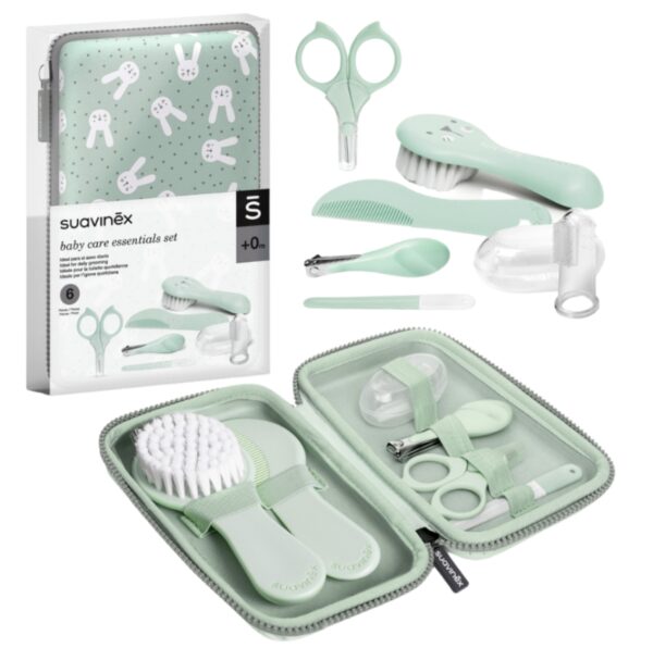 Suavinex set manicura bebé verde en neceser rígido impermeable +0m