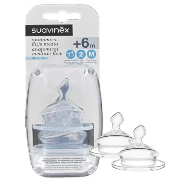 Suavinex Schnuller anatomisch Silikon Größe 2 mittlerer Durchfluss Pack 2 Einheiten