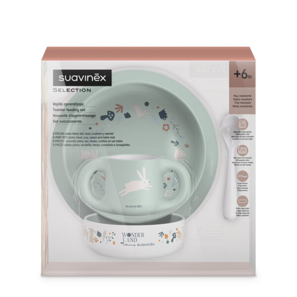 Vajilla infantil Suavinex verde +6 meses