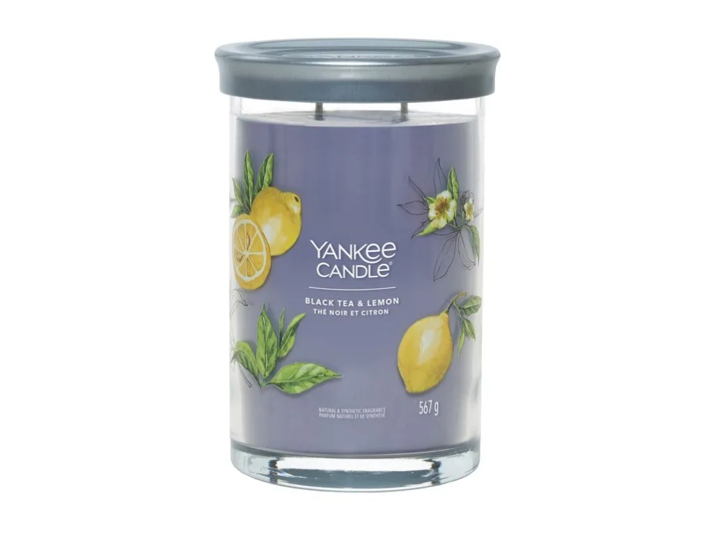 Aromatična svijeća Yankee Candle Signature Tumbler Black Tea & Lemon 567 g