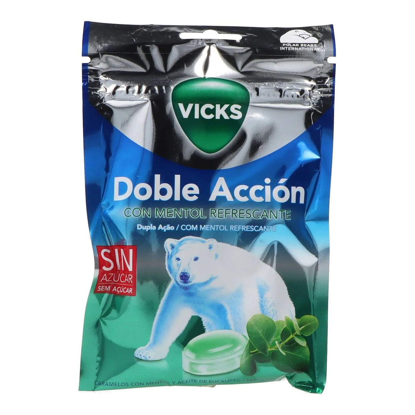 Vicks karameller dubbel verkan utan socker med mentol påse 72 g