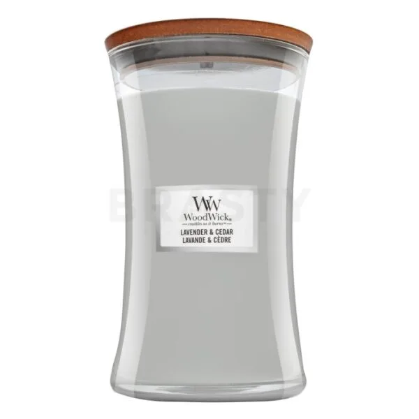WoodWick αρωματικό κερί Lavender & Cedar 609 g με ξύλινο μύτη