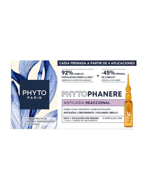 PHYTOPHANERE Traitement anti-chute réactif femme 12 ampoules buvables complément alimentaire