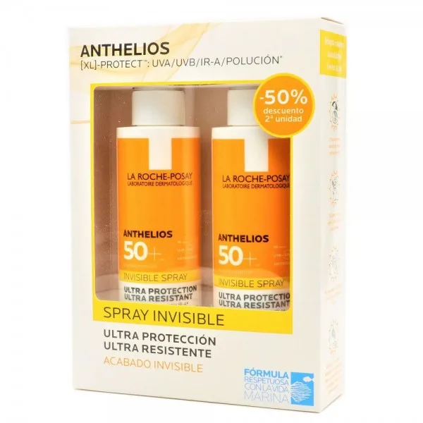 ANTHELIOS Duplo Spray Invisible fotoprotector corporal promoción 50% dto 2ª unidad