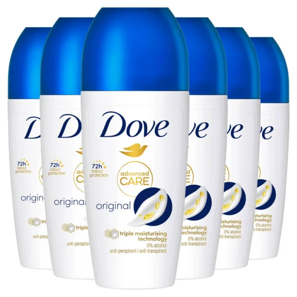 Dove Desodorante Antitranspirante Roll-On Advanced Care Original Pack 6 x 50 ml