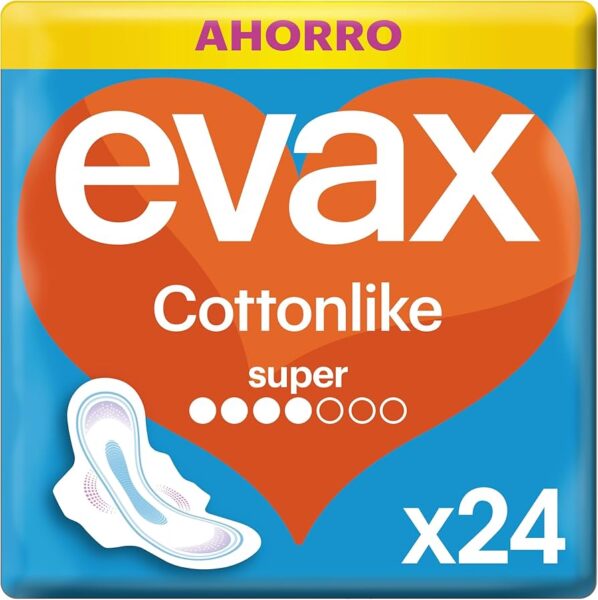 Absorventes higiênicos Evax Cottonlike Super, pacote com 24 unidades