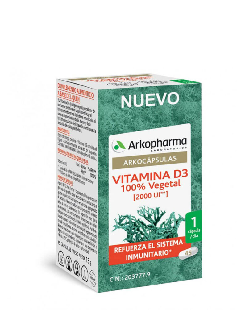 Arkopharma Arkocápsulas Vitamin D3 100% vegetabilsk, kosttilskud 45 kapsler
