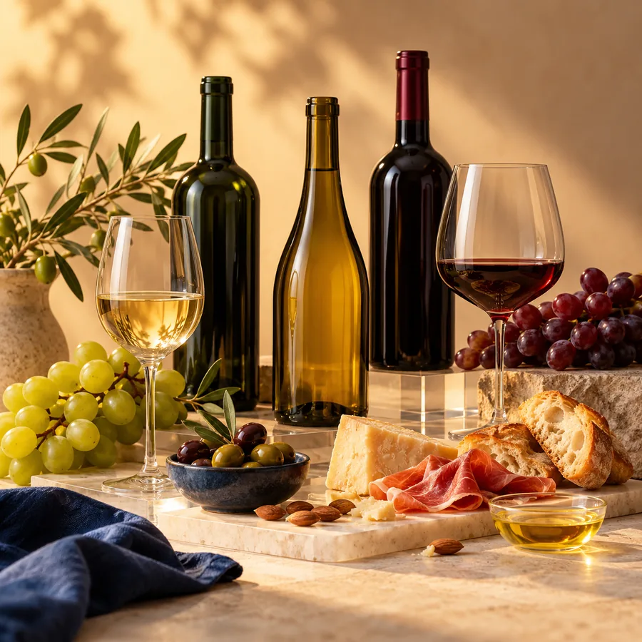 Selección de vinos y productos gourmet