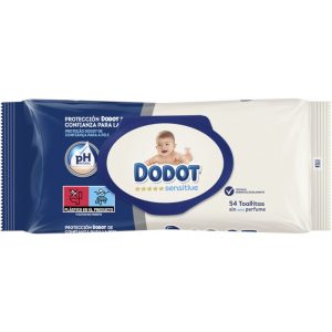 Dodot Sensitive toallitas húmedas para bebé sin perfume, paquete recambio 54 unidades
