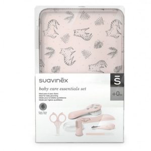 Suavinex set de manicura y aseo para bebé, neceser rígido rosa 6 piezas