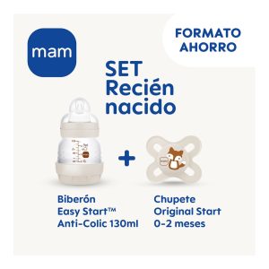 MAM biberón anticólico 130 ml + chupete Start 0-2 meses