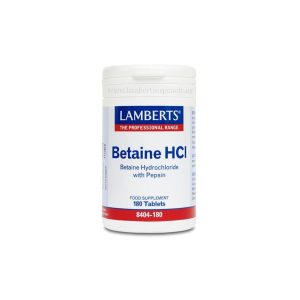 Betaína HCL 324 mg/Pepsina 5 mg 180 Comprimidos Lamberts