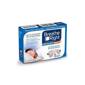 Tiras nasais Breathe Right tamanho grande, caixa com 10 unidades