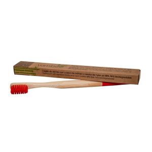 Cepillo bambú adulto duro rojo Vamboo