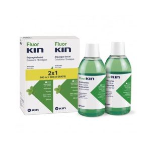 Fluor·Kin Anticáries colutório diário com flúor pack 2×500 ml