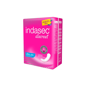 Indasec normal compressas para perdas de urina mulher, pacote 24 unidades