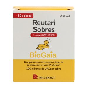 Reuteri sabor neutro probiótico en sobres, caja con 10 unidades