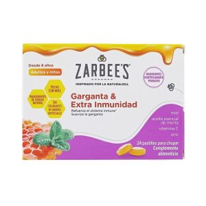 Zarbee’s garganta y extra inmunidad miel y menta 24 pastillas para chupar